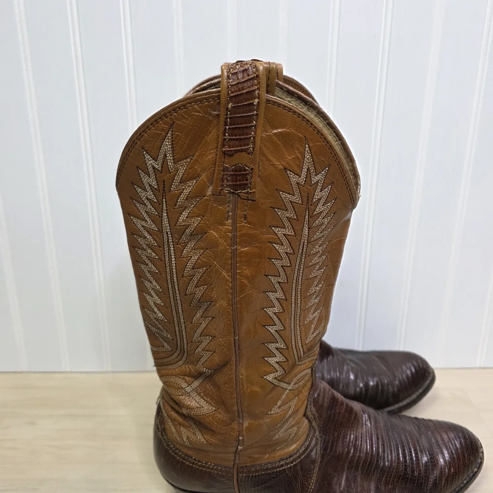 Dan Post Teju Lizard Boots Brown Leather Mens Size 8.5‎ D